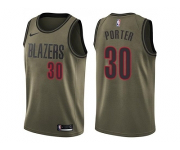 Men Nike Portland Trail Blazers #30 Terry Porter Green Salute to Service NBA Swingman Jersey