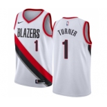 Men's Nike Portland Trail Blazers #1 Evan Turner Swingman White Home NBA Jersey - Association Edition