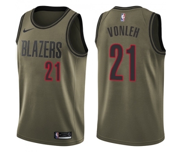 Men's Nike Portland Trail Blazers #21 Noah Vonleh Swingman Green Salute to Service NBA Jersey