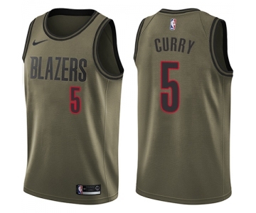 Men's Nike Portland Trail Blazers #5 Seth Curry Swingman Green Salute to Service NBA Jersey