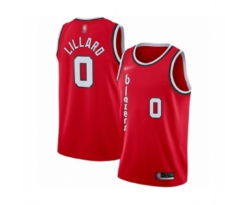 Men's Portland Trail Blazers #0 Damian Lillard Authentic Red Hardwood Classics Basketball Jersey