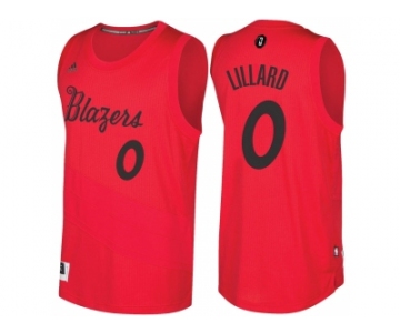 Men's Portland Trail Blazers #0 Damian Lillard adidas Red 2016 Christmas Day NBA Swingman Jersey