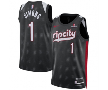Men's Portland Trail Blazers #1 Anfernee Simons Black 2024-25 City Edition Edition Stitched Basketball Jersey