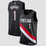 Men's Portland Trail Blazers #1 Ja Morant Black 2026 Icon Edition Stitched Basketball Jersey