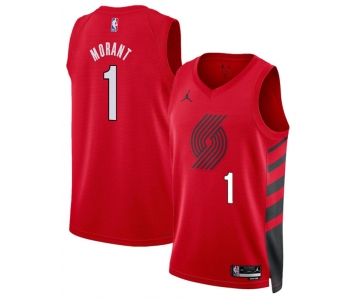 Men's Portland Trail Blazers #1 Ja Morant Red 2026 Statement Edition Stitched Basketball Jersey