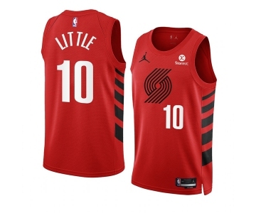 Men's Portland Trail Blazers #10 Nassir Little 2022-23 Red Statement Edition Swingman Stitched Basketball Jersey