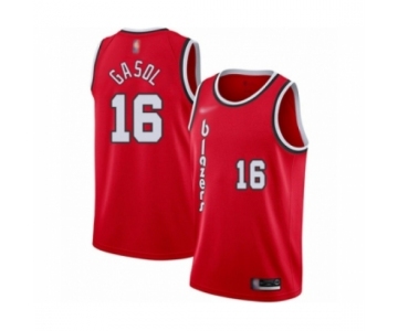 Men's Portland Trail Blazers #16 Pau Gasol Authentic Red Hardwood Classics Basketball Jersey