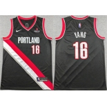 Men's Portland Trail Blazers #16 Yang Hansen Black Icon Edition Stitched Basketball Jersey