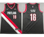 Men's Portland Trail Blazers #16 Yang Hansen Black Icon Edition Stitched Basketball Jersey