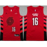 Men's Portland Trail Blazers #16 Yang Hansen Red Statement Edition Stitched Basketball Jersey