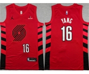 Men's Portland Trail Blazers #16 Yang Hansen Red Statement Edition Stitched Basketball Jersey