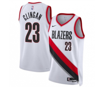 Men's Portland Trail Blazers #23 Donovan Clingan White 2024 Draft Association Edition Stitched Basketball Jersey