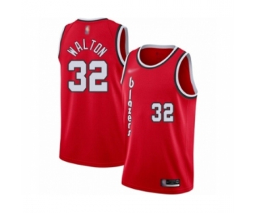 Men's Portland Trail Blazers #32 Bill Walton Swingman Red Hardwood Classics Basketball Jersey