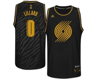 nba portland trailblazers #0 damian lillard black[gold lettering fashion]
