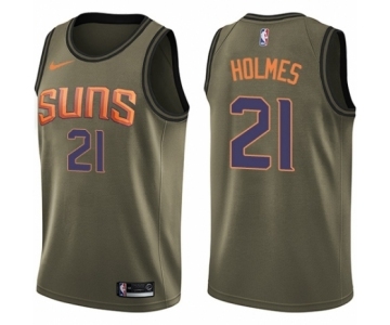 Men's Nike Phoenix Suns #21 Richaun Holmes Swingman Green Salute to Service NBA Jersey