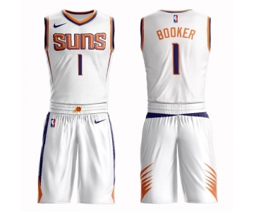 Men's Phoenix Suns #1 Devin Booker Authentic White Basketball Suit Jersey - Association Edition
