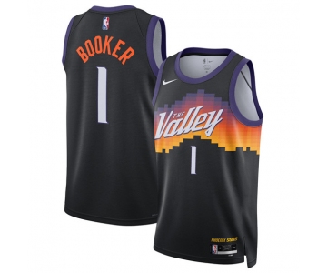 Men's Phoenix Suns #1 Devin Booker Black 2025-26 City Edition Stitched Basketball Jersey