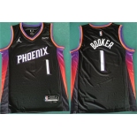 Men's Phoenix Suns #1 Devin Booker Black 2025 Statement Edition Stitched Basketball Jersey1
