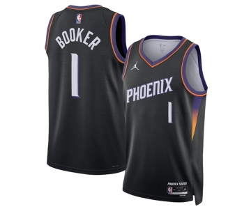Men's Phoenix Suns #1 Devin Booker Black 2025 Statement Edition Stitched Basketball Jersey