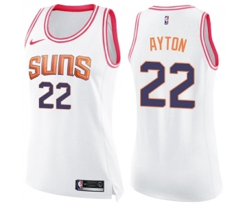 Women's Nike Phoenix Suns #22 Deandre Ayton Swingman White Pink Fashion NBA Jersey