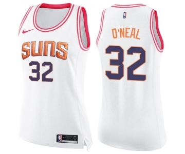 Women's Nike Phoenix Suns #32 Shaquille O'Neal Swingman White Pink Fashion NBA Jersey