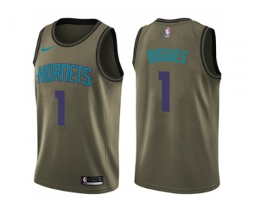Men Nike Charlotte Hornets #1 Muggsy Bogues Green Salute to Service NBA Swingman Jersey