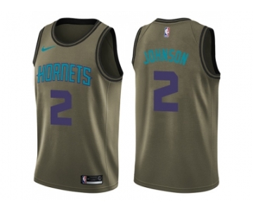 Men Nike Charlotte Hornets #2 Larry Johnson Green Salute to Service NBA Swingman Jersey