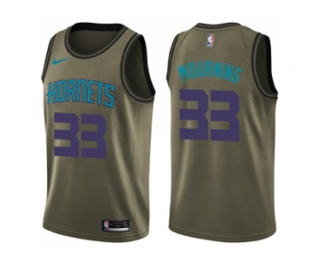 Men Nike Charlotte Hornets #33 Alonzo Mourning Green Salute to Service NBA Swingman Jersey