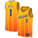Men's Charlotte Hornets #1 LaMelo Ball Gold 2025-26 City Edition Swingman Stitched Jersey Men's Charlotte Hornets #1 LaMelo Ball Gold 2025-26 City Edition Swingman Stitched Jersey