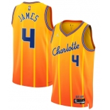 Men's Charlotte Hornets #4 Sion James Gold 2025-26 City Edition Swingman Stitched Jersey Men's Charlotte Hornets #4 Sion James Gold 2025-26 City Edition Swingman Stitched Jersey