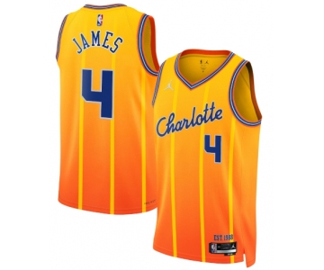 Men's Charlotte Hornets #4 Sion James Gold 2025-26 City Edition Swingman Stitched Jersey