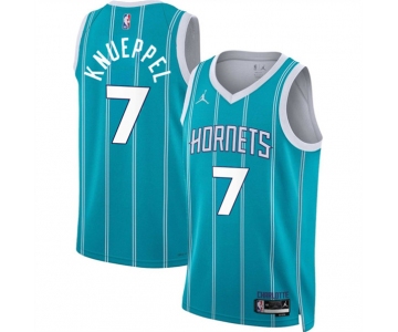 Men's Charlotte Hornets #7 Kon Knueppel Teal 2025 Draft Icon Edition Stitched Basketball Jersey
