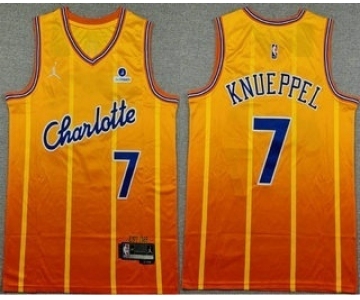 Men's Charlotte Hornets #7 Kon Knueppel Yellow 2025 City Sponsor Swingman Jersey