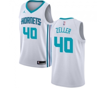 Men's Nike Jordan Charlotte Hornets #40 Cody Zeller Swingman White NBA Jersey - Association Edition