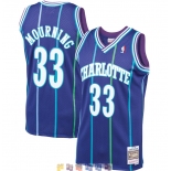 Mitchell And Ness Hornets #33 Alonzo Mourning Purple Throwback Stitched NBA Jersey