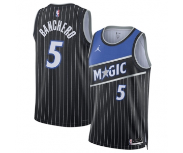 Men's Orlando Magic #5 Paolo Banchero Black 2025 Statement Edition Stitched Basketball Jersey