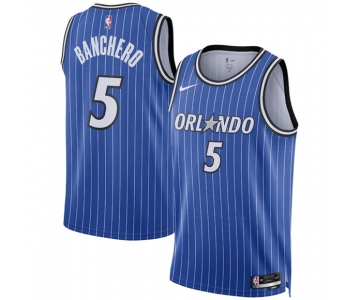 Men's Orlando Magic #5 Paolo Banchero Blue 2025 Icon Edition Stitched Basketball Jersey