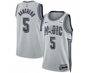 Men's Orlando Magic #5 Paolo Banchero Silver 2024-25 City Edition Stitched Basketball Jersey