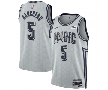 Men's Orlando Magic #5 Paolo Banchero Silver 2024-25 City Edition Stitched Basketball Jersey