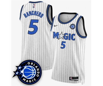 Men's Orlando Magic #5 Paolo Banchero White 2025 New Generation of Magic Stitched Basketball Jersey