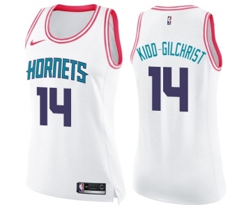 Women's Nike Charlotte Hornets #14 Michael Kidd-Gilchrist Swingman White Pink Fashion NBA Jersey