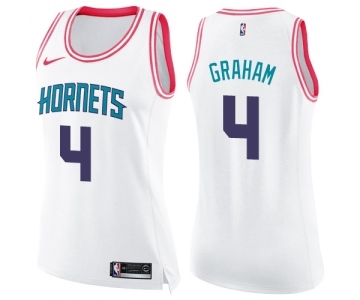 Women's Nike Charlotte Hornets #4 Devonte Graham Swingman White Pink Fashion NBA Jersey