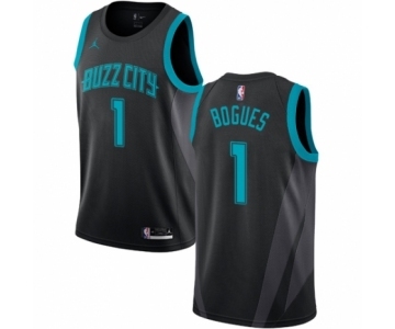 Women's Nike Jordan Charlotte Hornets #1 Muggsy Bogues Swingman Black NBA Jersey - 2018-19 City Edition