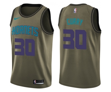 Youth Nike Charlotte Hornets #30 Dell Curry Swingman Green Salute to Service NBA Jersey