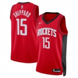 Men Houston Rockets #15 Reed Sheppard Red 2024 Draft Icon Edition Stitched Jersey