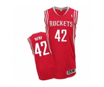 Men's Adidas Houston Rockets #42 Nene Authentic Red Road NBA Jersey