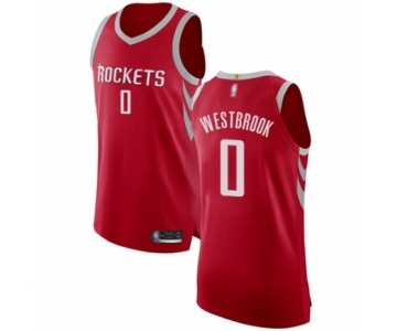 Men's Houston Rockets #0 Russell Westbrook Authentic Red Basketball Jersey - Icon Edition