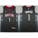 Men's Houston Rockets #1 Amen Thompson Black Statement Edition Stitched Jersey