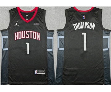 Men's Houston Rockets #1 Amen Thompson Black Statement Edition Stitched Jersey