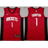 Men's Houston Rockets #1 Amen Thompson Red Icon Edition Stitched Jersey